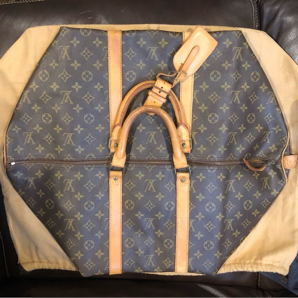 LOUIS VUITTON Monogram Keepall LV 55 Boston Travel Weekend Duffle Bag AUTHENTIC - Picture 4 of 17